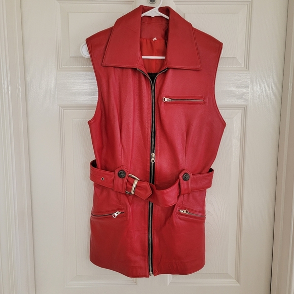 Vintage Sebastian Red Leather Vest - Picture 1 of 5